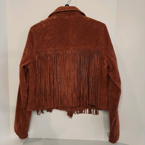 BLANK NYC Genuine Suede Fringed Moto Jacket - Rust - Picture 2 of 15